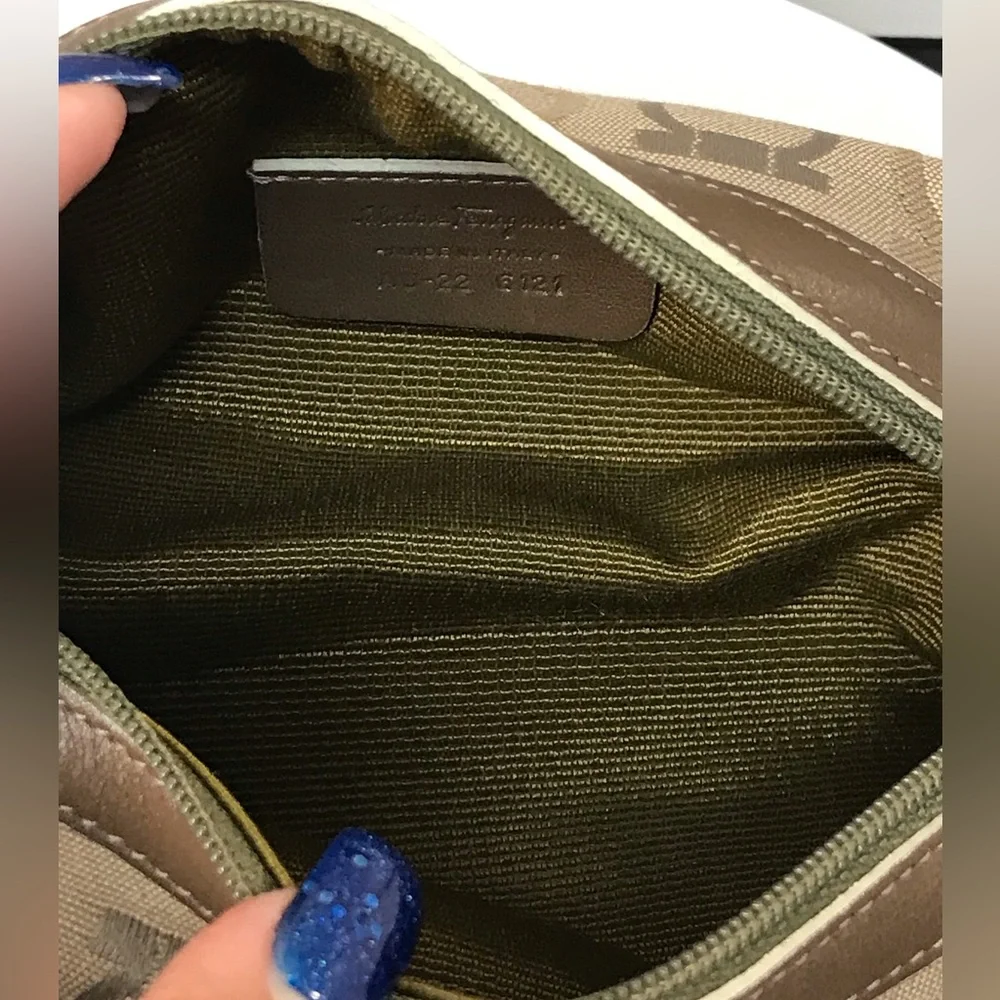Salvatore Ferragamo Gancini Canvas/Leather Cosmetic Pouch Bag 😍